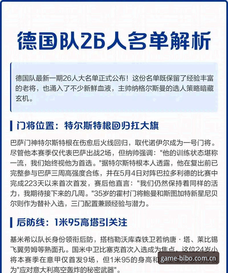 德国队世界杯大名单全面评测：诺伊尔时隔两年回归，18岁新星卡尔入选深度解析